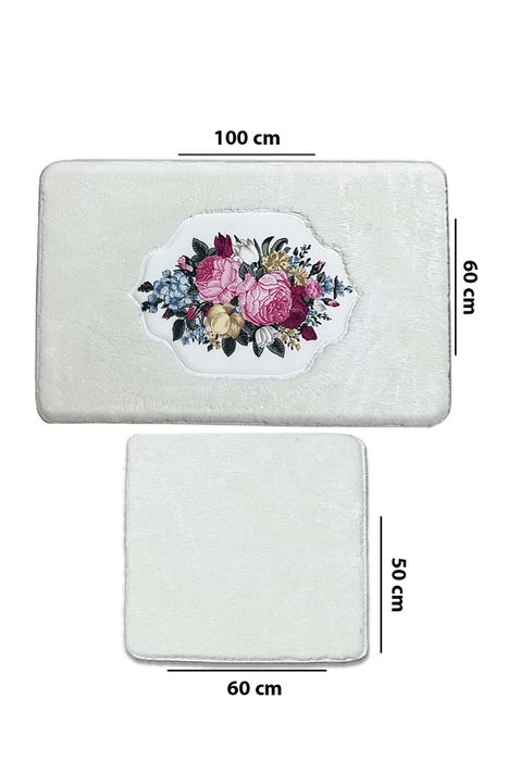 Mijölnir Bella Rose Juego de Alfombrillas de Baño 2 Piezas Ecru